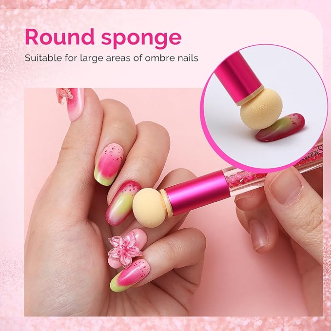 MelodySusie Nail Sponge Pen for Ombre Gradient, Double Ended Sponge, 16pcs Replaceable Sponge for Nail Art Tools for Home and Salon Use