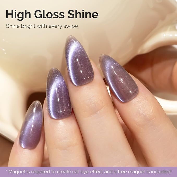 MelodySusie Aurora Cat Eye Gel Nail Polish, 0.5 Fl Oz Blue Purple Glitter Holographic Magnetic Nail Polish with Magnet, UV Nail Polish for Nail Art Manicure Salon DIY at Home G1701