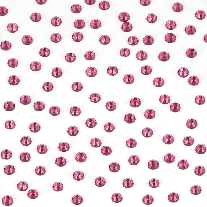 Bymitel Hotfix Crystal Rhinestones Round Gems Iron on DIY Jewelry Making Flat Back for Crafts, Fuchsia, 4.8mm(SS20/1440pcs)