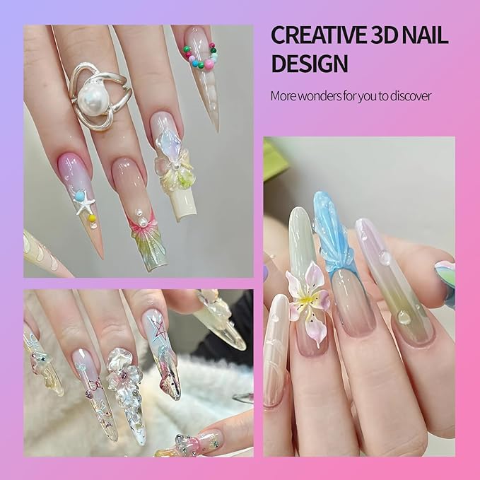 3D Gel Nail Art Kit-Purple Aurora Solid Builder Gel for Nails 3D Sculpting Carving Building Modeling Hard Extension for Beginner DIY Salon at Home Cured Needed