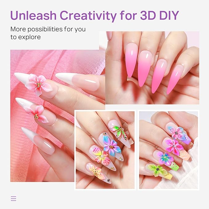 MIZHSE White 3D Sculpting Nail Gel and 9 Colors Patting Gel Polish Kit，3D Gel Nail Art Ombre Soak Off U V LED Painting Gel Set with Sponges, for Home & Salon Use