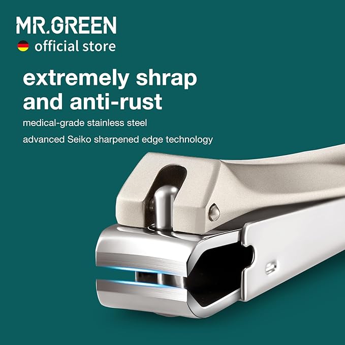 MR.GREEN Nail Clippers Stainless Steel Anti Splash Fingernail Cutter Manicure Tools Bionics Design Pedicure Scissor Nail Trimmer (Nail Clipper (Medium)+Nail File)