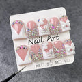 10Pcs Short Duck Press on Nails Handmade Fake Nails French Tip False Nails with 3D Flower Bow Rhinestone Design Handmade Acrylic Nails Press onsSpring Summer Flower Stick on Nail for Women (S)
