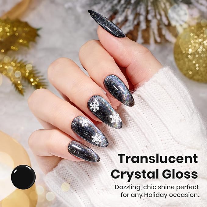 Beetles Silver Cat Eye Gel Nail Polish - 15ML Christmas Silver Glitter Rainbow Cat Eye Gel Polish with Magnet Soak Off UV Velvet Nail Polish Salon DIY Manicure Winter Gift for Women