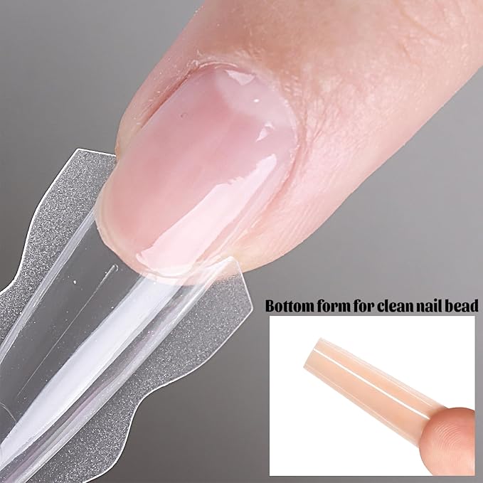 Sandwich Dual Nail Forms for Builder Gel, 180PCS Nail Forms with Brush Pen File Polygel Extension Tools Kit Top & Bottom Dual Form System Guide Lines Tips Professional Manicure Supply (Almond)