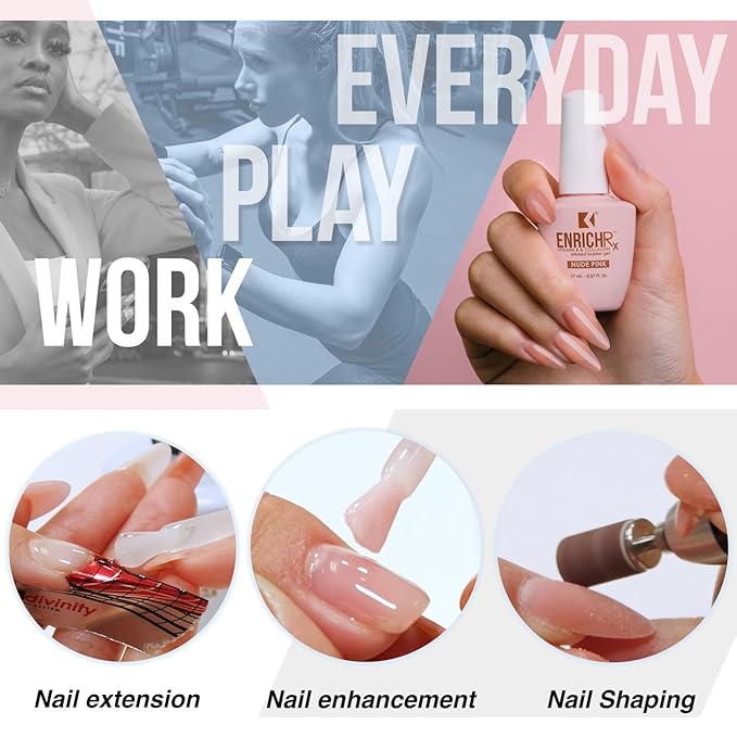 KUPA EnrichRx Builder Gel, Perfect Peach, Vitamin E & Collagen Infused, UV/LED Soak-Off Gel Brush On Natural Nail, 0.57 Fl Oz
