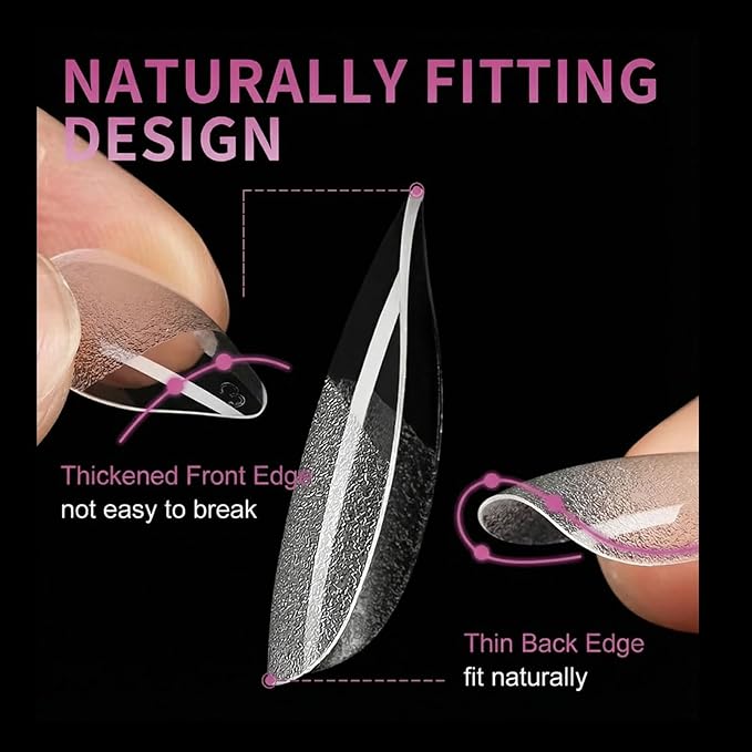 Almond Nail Tips:Full Cover Almond Press On Nails,Soft Gel Nail Tips X Half Matte False Nail Tips Pre-shaped Short Nails Tips12 Sizes300pcs,Clear Gelly Tips for Home Salon Daily Nail Art