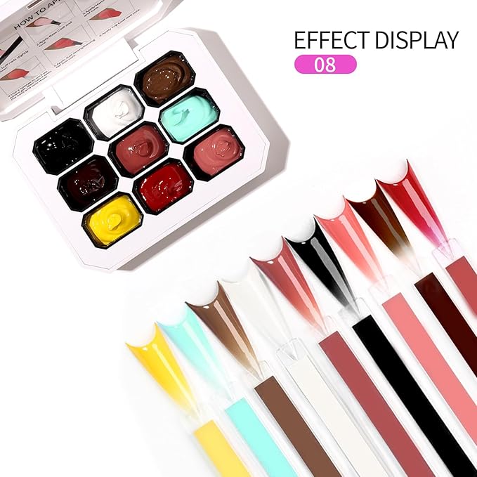 Ombre Gel Nail Polish Nail Sponges for Ombre 9 Series Colorful Blush Effect Pat Painting Gradient Blooming Gel for Ombre Nails Multistyle French Manicure Nail Art DIY Home (A13, 1)