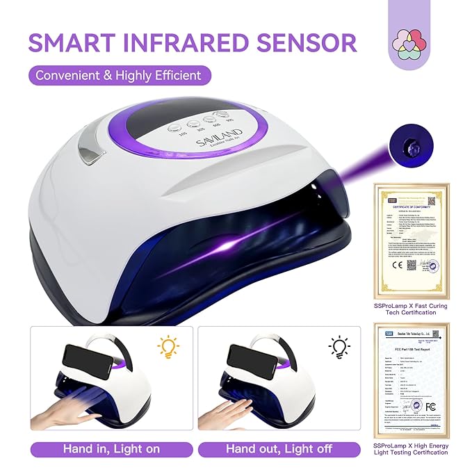 SAVILAND 300W UV Nail Lamp: Motion Sensor Nail Dryer Super Fast Curing UV Light for Gel Nails with 72 Beads 4 Timers Dual Flash Cure Light Sources Nail Flash Cure Lamp for Nail Salon Manicure Gift