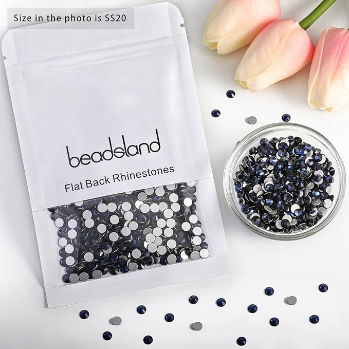Beadsland Flat Back Crystal Rhinestones Round Gems for Nail Art and Craft Glue Fix, Montana, 4.6-4.8mm, SS20/1440pcs