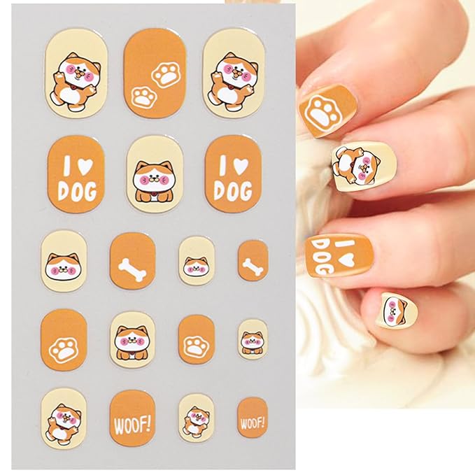 8 Sheets Kids Nail Stickers Full Nail Wraps for Girls, Cute Strawberry Rainbow Unicorn Bear Designs 3D Self-Adhesive Nail Art Decals Holiday Colorful Manicure Decorations for Age 7 and Older