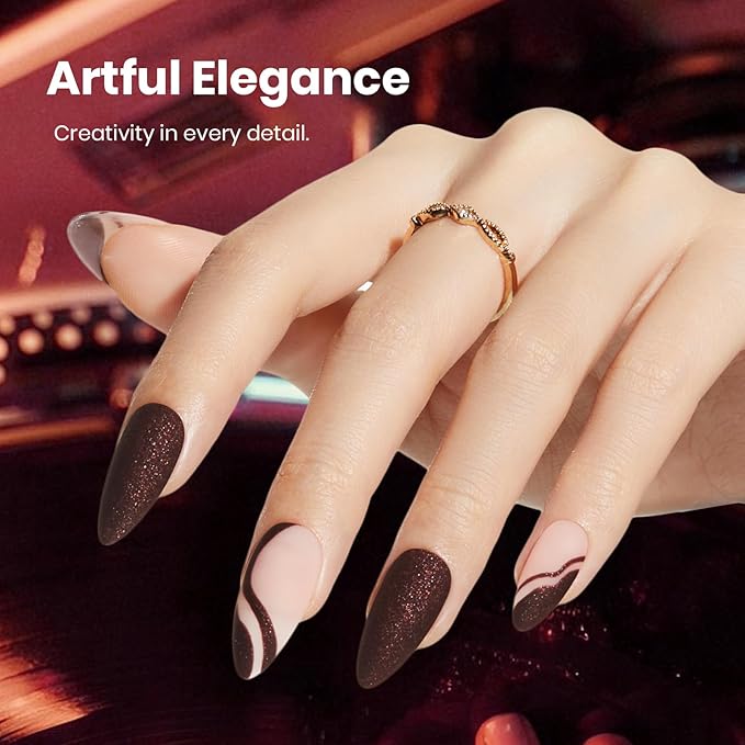 Beetles Glitter Gel Nail Polish - 15ml Stay Shining Hazelnut Brownie Gel Polish Holographic Glitter Nail Art Uv Led Home Salon Long-Lasting Soak-Off Gel Gift for Women