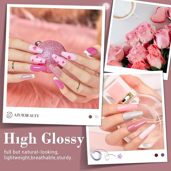 AZUREBEAUTY 170Pcs Dip Powder Nail Kit, 36 Colors Fall Winter Red Glitter Brown Christmas Dipping Powder Starter with Top/Base Coat Activator & Removal Accessories Set for French Manicure Salon