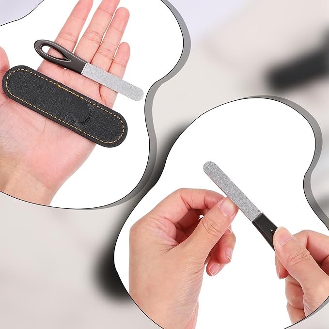 Nail File for Men - 3 Pack Metal Nail File Travel Fingernail Files Small Double Sided Fine Grit Stainless Steel Fingernail Files with Leather Case