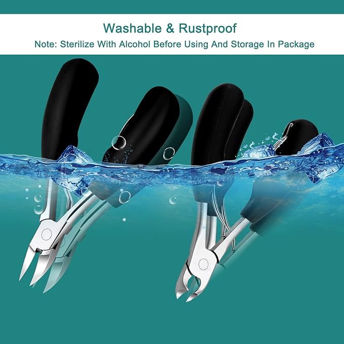 6Pcs Toenail Clippers for Thick Toenails Ingrown Nail Clippers, Large Toe Nail Clippers, Heavy Duty Toe Nail Clippersfor Seniors Toenail Clippers Set with Long Handle for Men