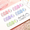 GELLEN Jelly Pastel Gel Nail Polish Set, Glass Cat Eye Gel Nail Polish with Magnets Translucent Sheer Jelly Red Pink Purple Blue Green, Long Lasting for Salon Nail Art at Home