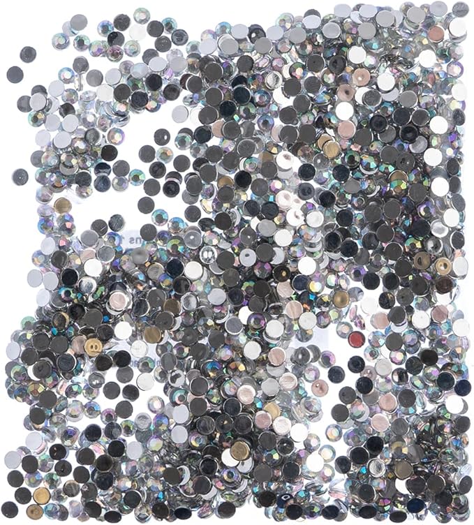 John Bead 2000 Pieces 4mm (SS16), Crystal AB, Acrylic Round Flat Back Rhinestones for Jewelry Making, DIY Crafts, Nail Art, Face Makeup, Clothes