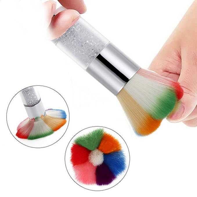 Wanton,Nail Art Dust Brush Colorful Nail Brush Remover Cleaner For Acrylic & UV Nail Gel Powder Rhinestones Makeup Foundation Brushes Nail Arts Dust Cleaner Brush for Makeup or Nail Arts