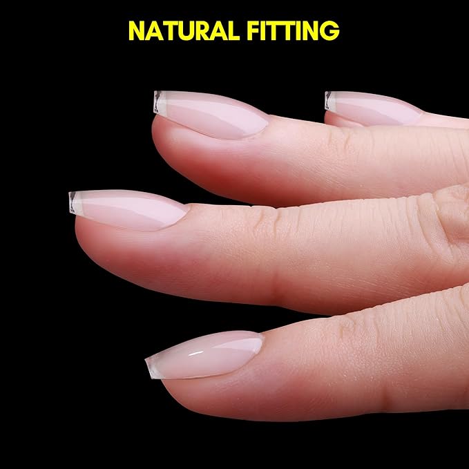 Makartt Extra Short Coffin Fake Nail Tips: 120pcs Full Cover Pre-shape Half Matte Clear Soft Gel Nail Tips French Press on Acrylic False Extension, 12 Sizes Salon Home DIY