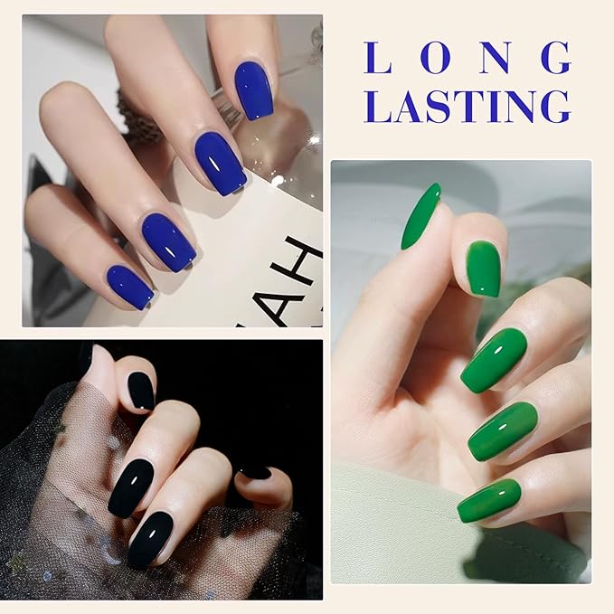 CANNI Gel Nail Polish Set – 6 Classic Colors (White, Pink, Blue, Red, Green, Black), HEMA-Free, Soak-Off UV LED Gel, Long Lasting for DIY Manicure & Nail Art at Home or Salon