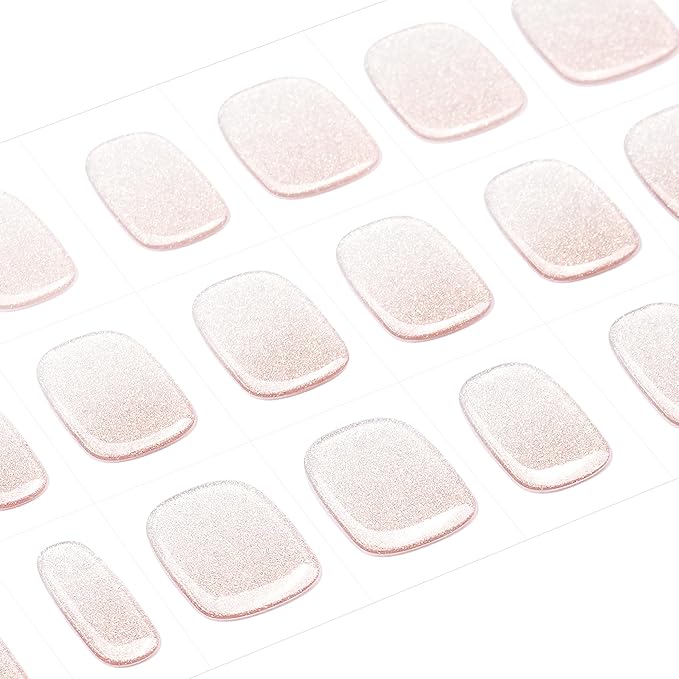 DANNI & TONI Semi Cured Gel Toenail Strips Red Ombre (Rose Ember) Translucent Gel Toenail Stickers Cat Eye 37 Stickers