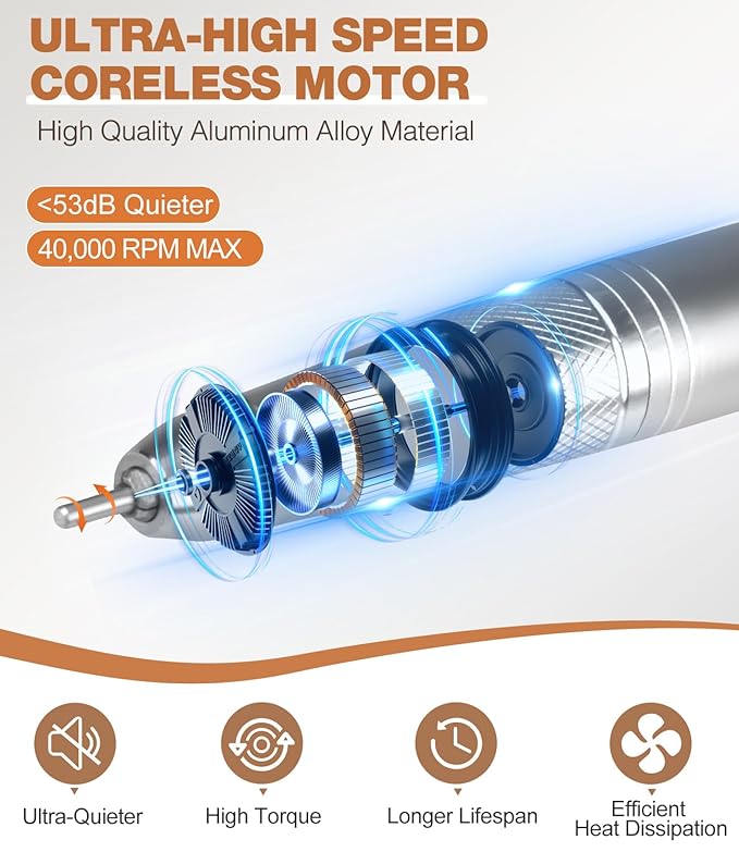 Professional Nail Drill Machine, AZ GOGO 40000RPM Rechargeable Electric Portable Nail Drill for Acrylic Gel Nails, Powerful Pro Efile Coreless Motor Quieter, High Efficiency for Salon or Home DIY