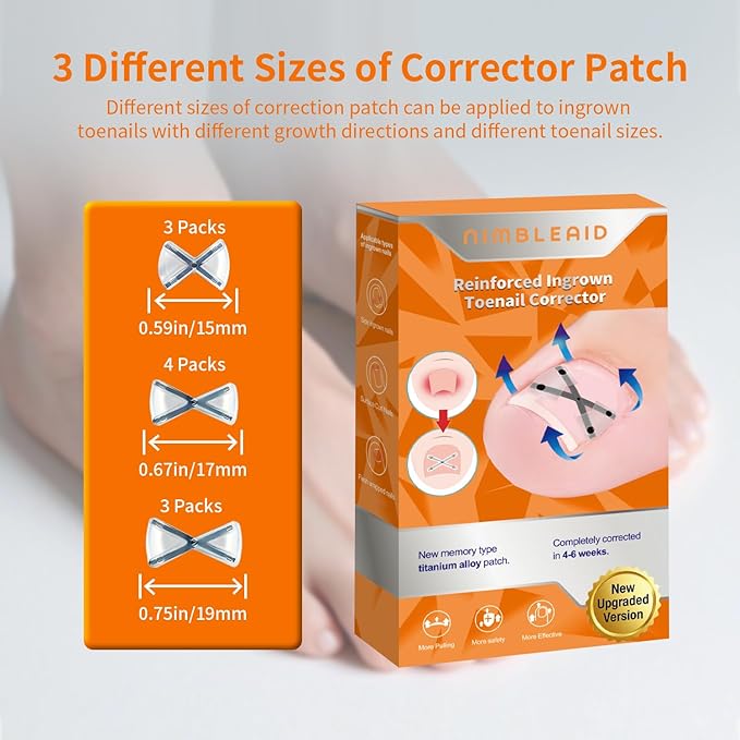 10 Patchs X-Shaped Upgrade Titanium Alloy Ingrown Toenail Corrector,At Home Ingrown Toenail Treatment for Man and Women,Ingrown Toenail Removal Kit,Curved Toenail Corrector (Large Size)