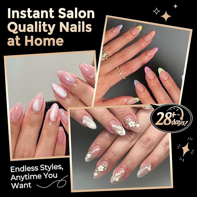 Short Almond Nail Tips: 504pcs Pre-Etched Soft Gel Nail Tips, Tri-Layer Core Short Fake Nails, 12 Sizes Half Matte Full Cover Clear Press on Nails Extension DIY for Flat & Natural Nail Beds