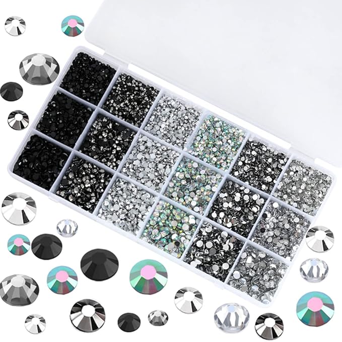22380pcs Resin Rhinestones Set 3/4/6mm Flatback Stones Glitter Crystal Bulk for Garment Nail Art Decorations Resin Flatback Rhinestones Kit for Nail Crafts Tumbler Round Shape(LL)
