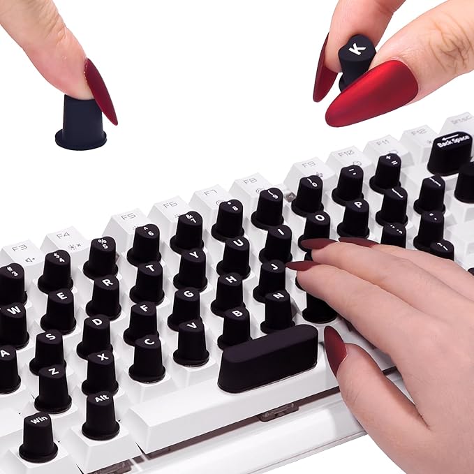 70 Pcs RaisedTip Keyboard Stickers for Long Nails with Letters: Adhesive Typing Bubbles for Women,Office & Gaming Girls Accessories Gift