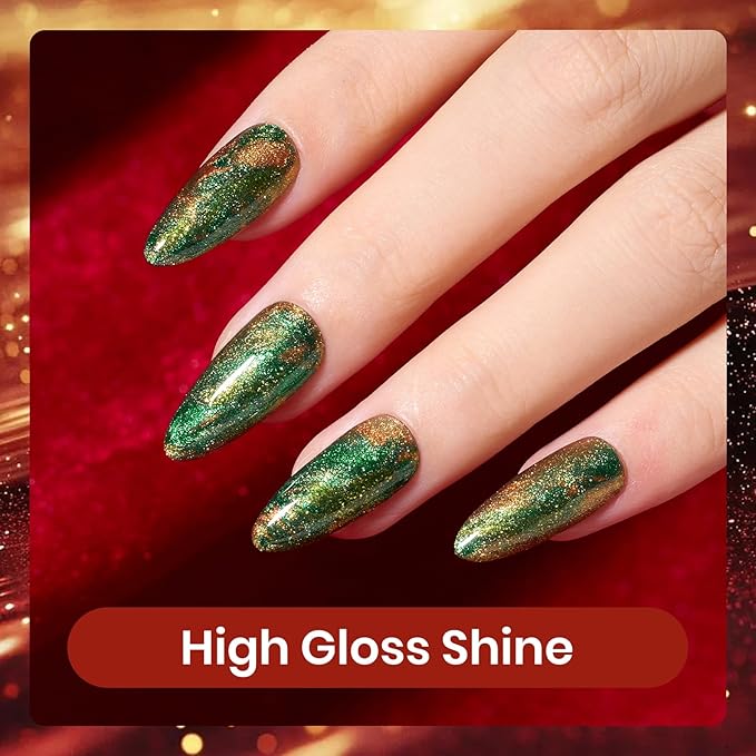 beetles Gel Polish Set - 6 Colors Glitter Brown Orange Red Green Colors Shimmer Nail Drawing Swirl Shell Thread Effect Gel Polish Kit Soak Off Led UV Nail