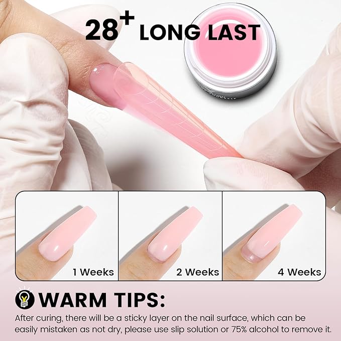 50g Builder Gel for Nails, Long-Lasting Soak-Off Nail Extension Gel for Beginners & DIY Home Salon Manicure(YMH04-Pale Lavender Nude)