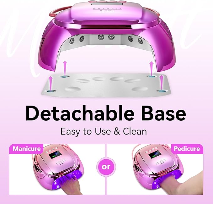 Makartt UV Nail Lamp – 30W Fast Curing UV Light with Handle Rechargeable Cordless Nail Dryer for Gel Polish with 45 Beads Dual Lights 4 Timers LCD Smart Sensor for Nail Art Design(Gradient Purple)