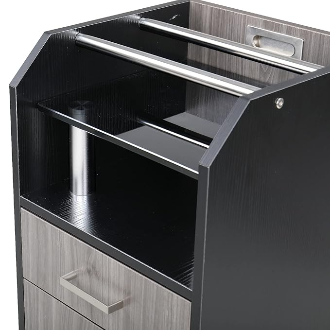 Glass Glow Pedicure Trolley Black/Dark Gray Cart for Nail Salon Furniture & Equipment