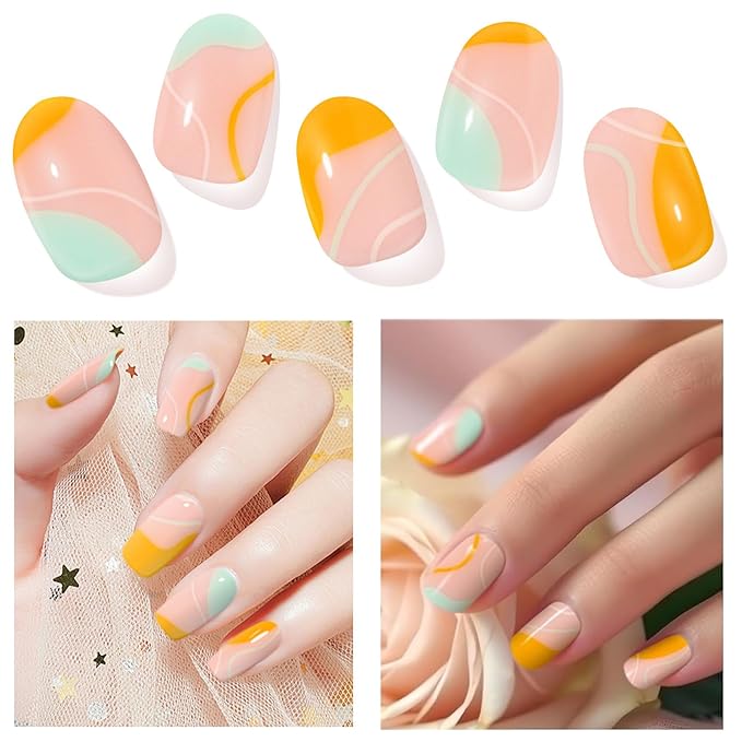 Semi Cured Gel Nail Strips (Nude Pink), 28 pcs Gel Nail Stickers, Work with Any UV Lights, Long-Lasting NailWraps for Women Gift Art DIY, Salon-Quality, Easy to Apply & Remove