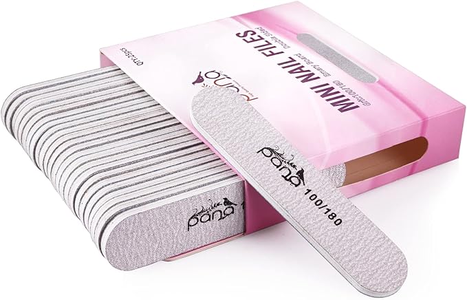 25pcs - PANA Mini Double-Sided Emery Nail File for Manicure, Pedicure, Natural, and Acrylic Nails - Zebra (Grit 100/180)