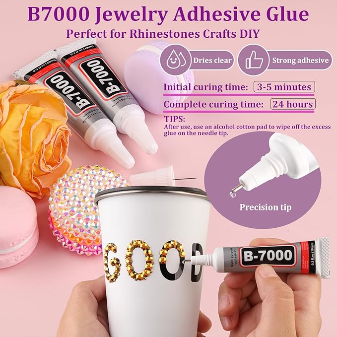 16000Pcs Resin Rhinestones for Crafting, Gold Non Hotfix Flatback Gems, Bedazzling Crystal with 3Pcs 10ml B7000 Jewelry Glue for DIY Crafts Clothing Tumblers Shoes Fabric Nail Art