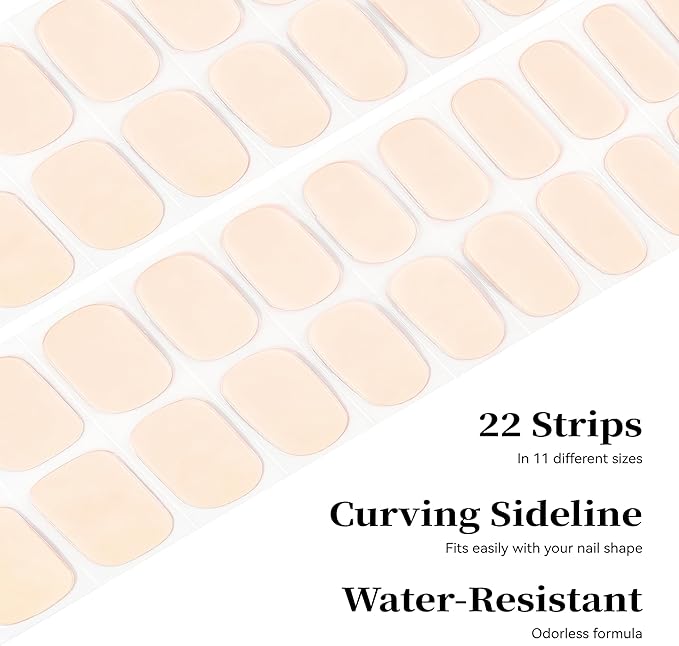 Semi Cured Gel Nail Strips Pink Solid Gel Nail Stickers with UV/LED Required Long Lasting Gel Nail Stickers Includes 22 Strips 2 Prep Pads, Nail File & Wooden Stick