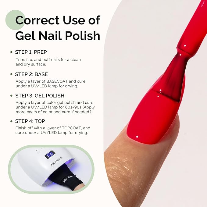 MelodySusie Hema Free Gel Nail Polish, 0.5 Fl Oz Thick Orange Red Gel Polish, Non-Toxic, Long Lasting, Soak Off UV Nail Polish, Manicure Nail Design Salon DIY Nail Art at Home K1371
