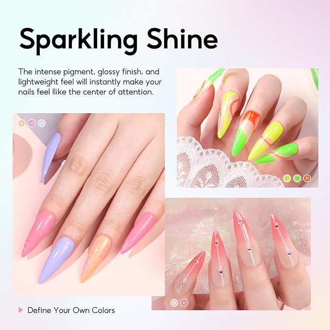 PEACECOLOR Gel Nail Polish Kit with U V Light 82PCS, 56 Colors Gel Polish Set with Cat Eye Gel Nail Polish 4Pcs Glossy/Matte/Glitter Top Base Coat Rhinestones Manicure Kit Gifts for Women Salon Home
