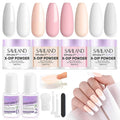SAVILAND Dip Powder Nail Kit Starter: Classic Nude Clear White 4 Colors Dip Nail Kit for Beginner with Dipping Liquid 2-in-1 Dip Base & Top Activator French Nail Art Manicure DIY Home Christmas Gift