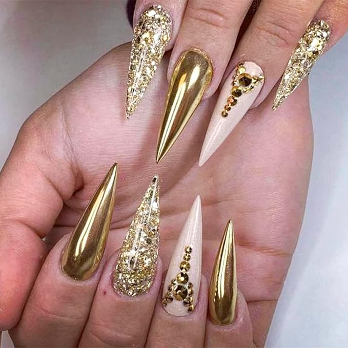Canvalite 2784Pcs Champagne Rhinestones Flat Back Gems, Nail Rhinestones Gems with Jewelry Glues Pick Up Tweezers and Rhinestone Picker Dotting Pen, Nail Art Tools for Nails, Clothes, Face, Craft