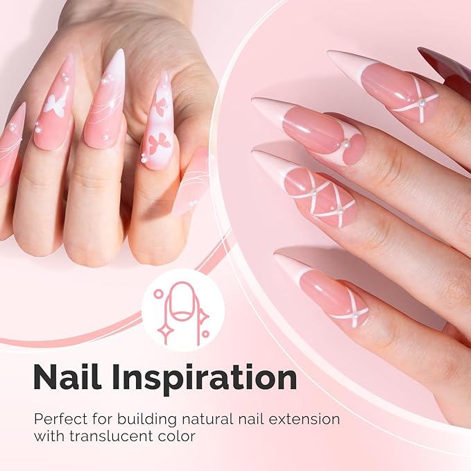 MelodySusie Gray Pink Builder Nail Gel for Nails Thickening, Soak Off UV Extension Gel, Rhinestone Nail Glue for Nail Art Design Salon DIY Manicure at Home Gift for Women-027