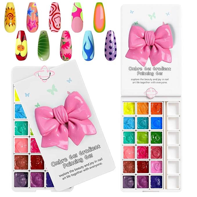 18 Colors Patting Gel Polish & Tools Kit - Pat Pat Gel Polish Palette for Ombre Nails，UV/LED Cured Gradient Blooming Manicure Kit DIY with Nail Sponges & Tools