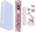 3W Portable LED Nail Lamp with Sparkly Rhinestones, Handheld UV Light, Wireless Rechargeable USB Nail Dryer with Silicone Stamper, LCD Display Screen for Fast Curing Home DIY Manicure Pink