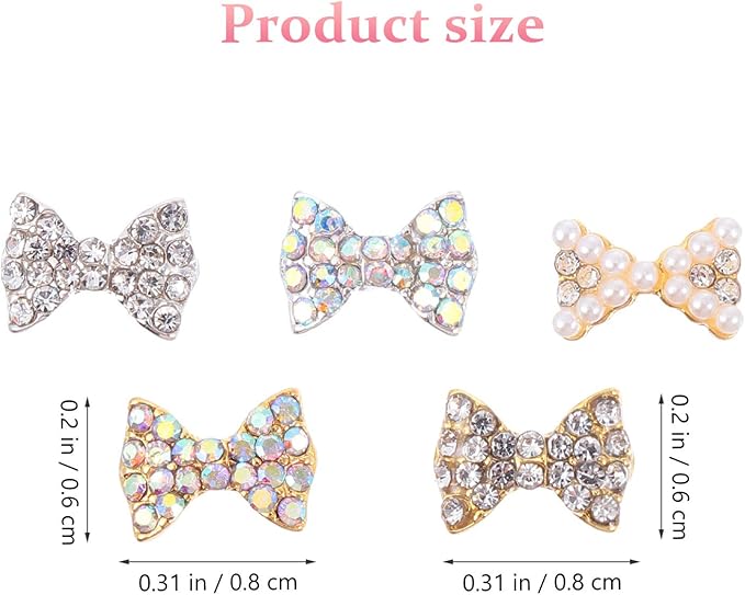 Beaupretty 50Pcs 3D Nail Art Decorations Charm Diamonds Crystal Nail Jewelry Bow Nail Rhinestones Nail Art Supplies Manicure Tools
