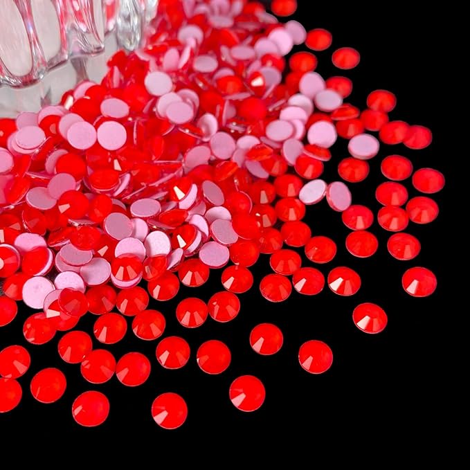 Flatback Glass Rhinestones,Bedazzler Gems 1440pcs Non Hotfix Crystal Rhinestones for Crafts Nail Charms Clothes Tumblers,Red Neon,SS10