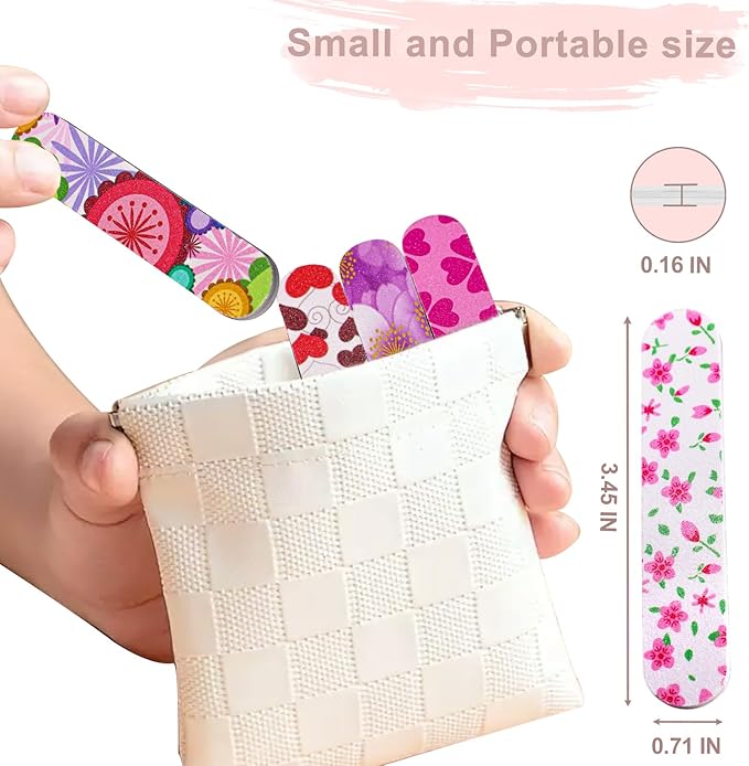Mini Nail Files (50 Packs), Colorful Emery Boards for Nails Double Sided 180 Grit Emory, Gifts Bulk Fingernails Manicure Tools Shaping Buffing Smoothing Filers Cute 3.5”