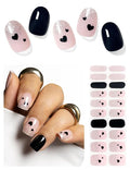 Semi Cured Gel Nail Strips (Black Love Heart), 20 Pcs Gel Nail Wraps, Stickers, UV Light Required, Salon Quality, Long Lasting, Valentines Day Gift
