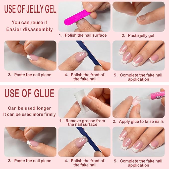 Yivaiks Square Press on Nail Short Fake Nails With Glue on Acrylic Nails for Women Stick on Nails Artificial Nails Press ons Short Nails Kit 24pcs